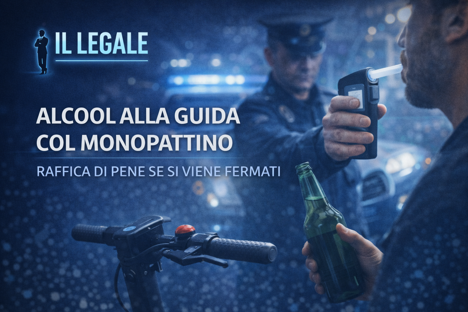 Alcol alla guida del monopattino elettrico: sanzioni penali anche senza auto
