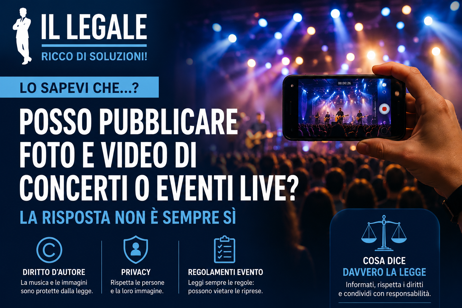 🎤 Posso pubblicare foto e video di concerti o eventi live? La risposta non è sempre sì
